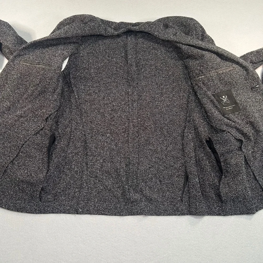 John Varvatos Blazer Mens 42 Black White Knit Salt Pepper 2 Button Sport Coat